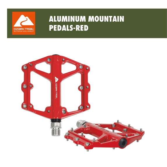 Ozark Trail Aluminum Mountain Bike Pedals, Compact and Durable, Red