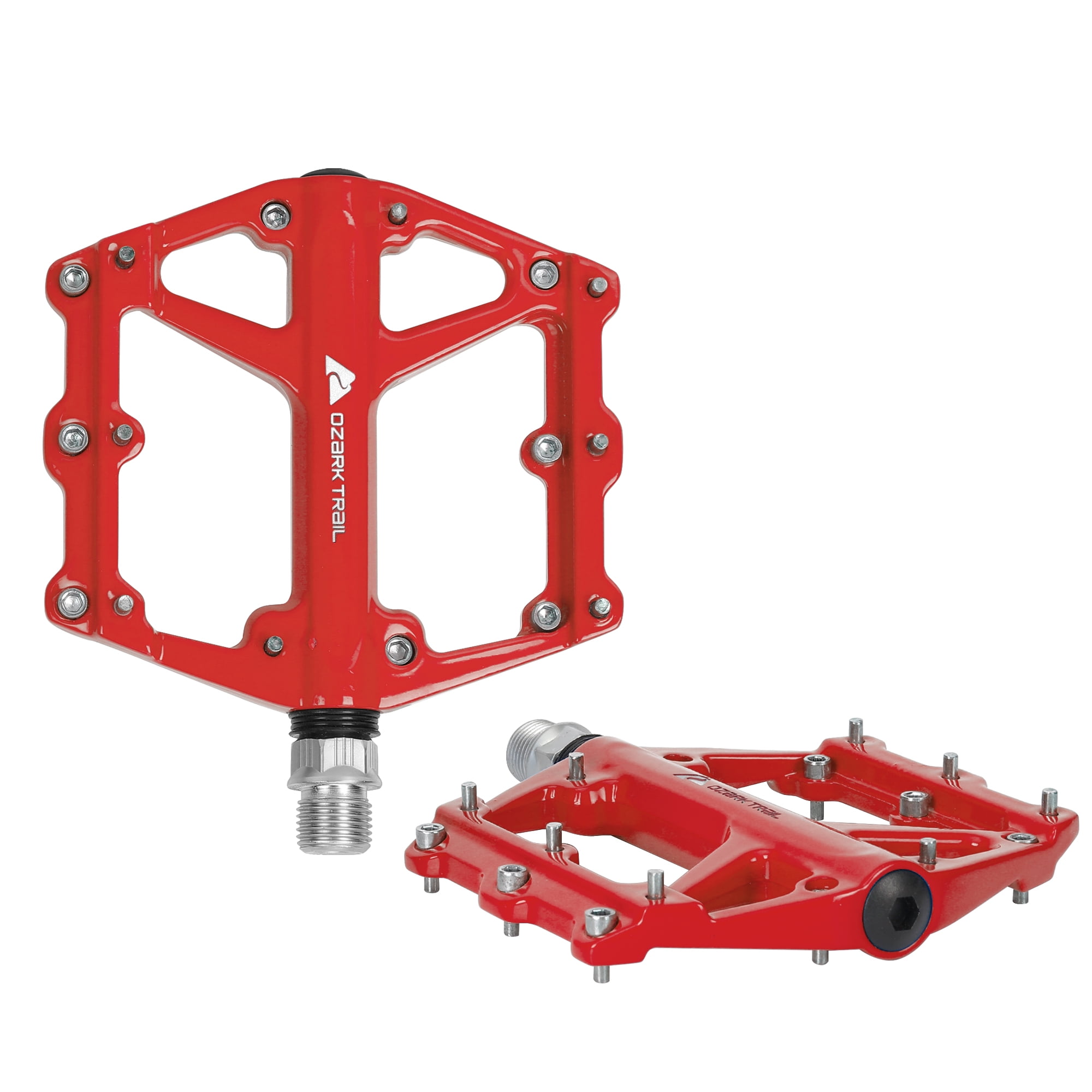 Ozark Trail Aluminum Mountain Bicycle Pedals, Compact and Durable, Red