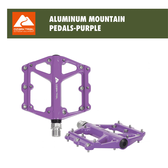 Ozark Trail Aluminum Mountain Bike Pedals, Compact and Durable, Purple