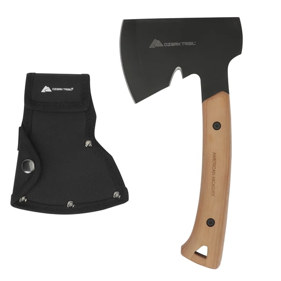 Ozark Trail 10.5" Camping Hatchet Axe with Wooden Handle and Sheath