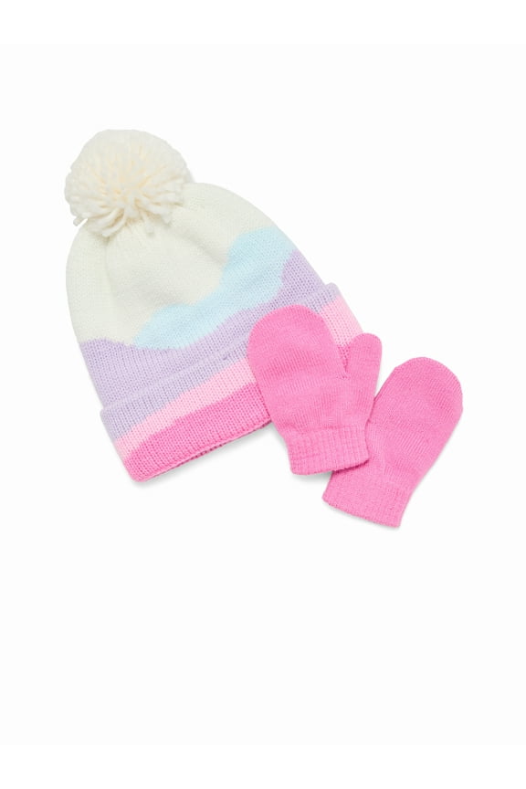 Toddler Beanie and Mittens Set, 3- Piece