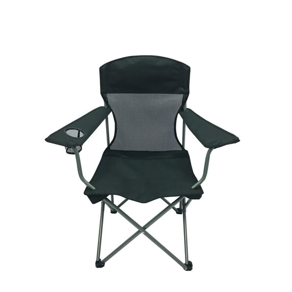 Ozark Trail Basic Mesh Quad Fodling Camp Chair, Black