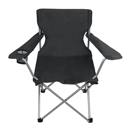 Ozark Trail Quad Folding Camp Chair with Cup Holder, Black