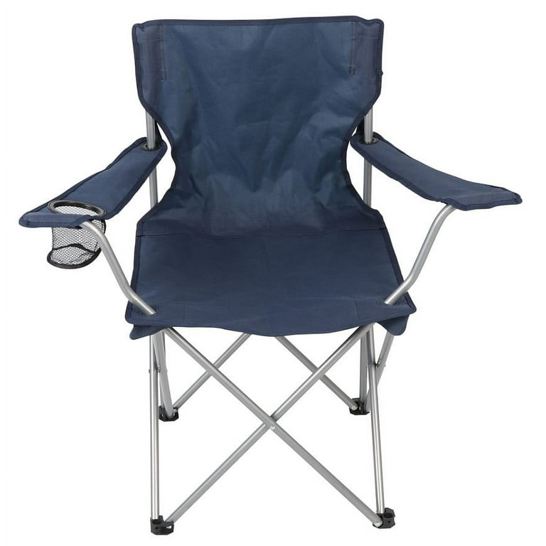 Ozark Trail Basic Quad Folding Camp Chair with Cup Holder Blue Adult Walmart