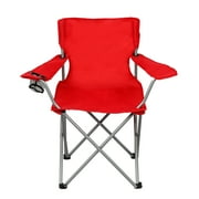 Ozark Trail Quad Folding Camp Chair with Cup Holder, Bright Red