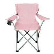 Ozark Trail Quad Folding Camp Chair with Cup Holder, Coral