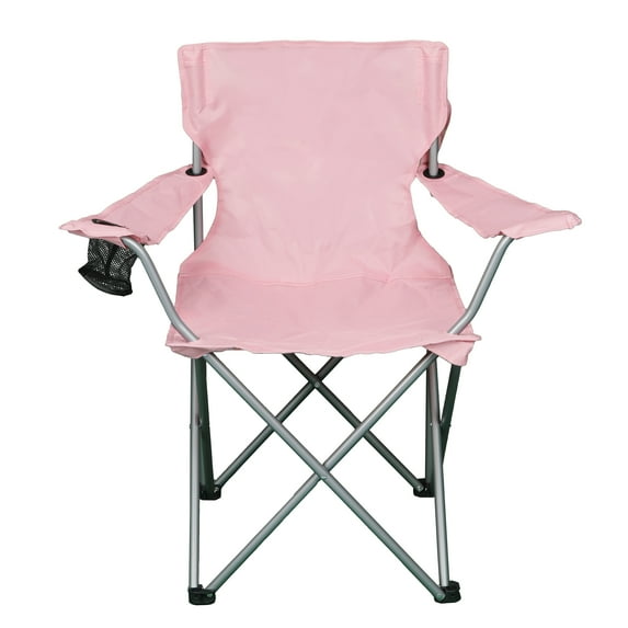 Ozark Trail Basic Quad Folding Camp Chair with Cup Holder, Coral, Adult