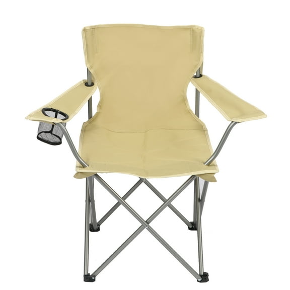 Ozark Trail Quad Folding Camp Chair with Cupholder, Gold