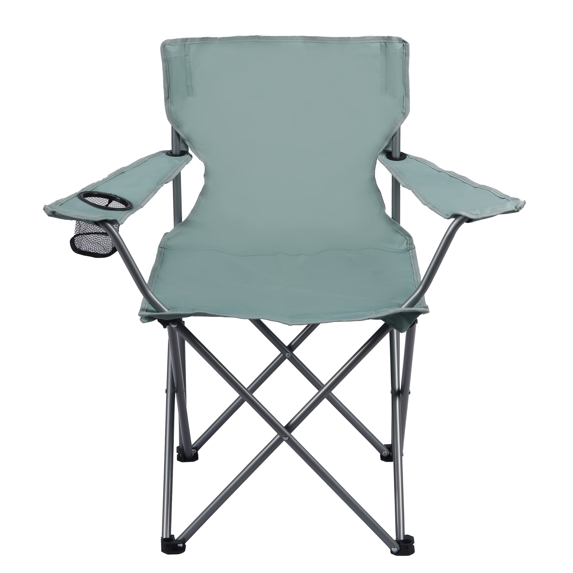 Ozark Trail Basic Quad Folding Outdoor Adult Camp Chair with Cup Holder, Green Goddess