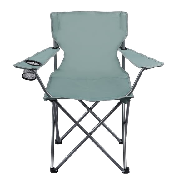 Ozark Trail Basic Quad Folding Outdoor Adult Camp Chair with Cup Holder, Green Goddess