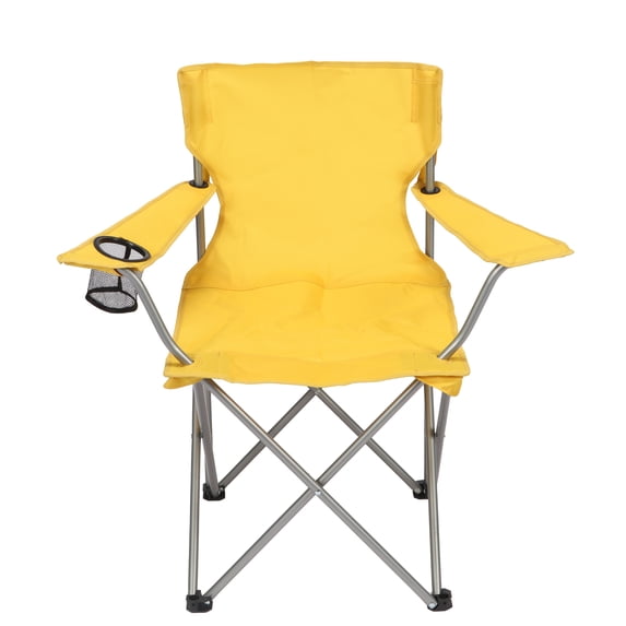 Ozark Trail Quad Folding Camp Chair with Cup Holder, Mustard Gold