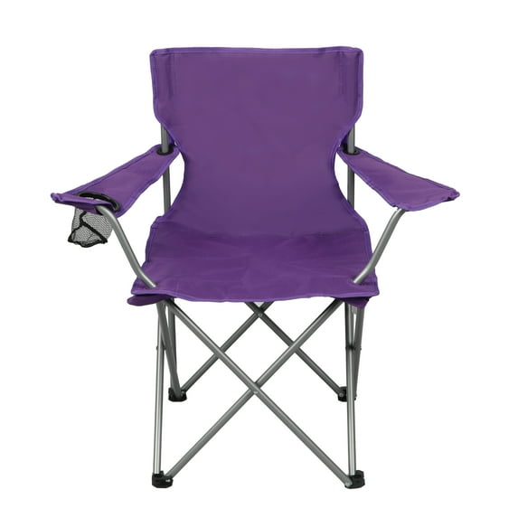 Ozark Trail Quad Folding Camp Chair with Cup Holder, Purple