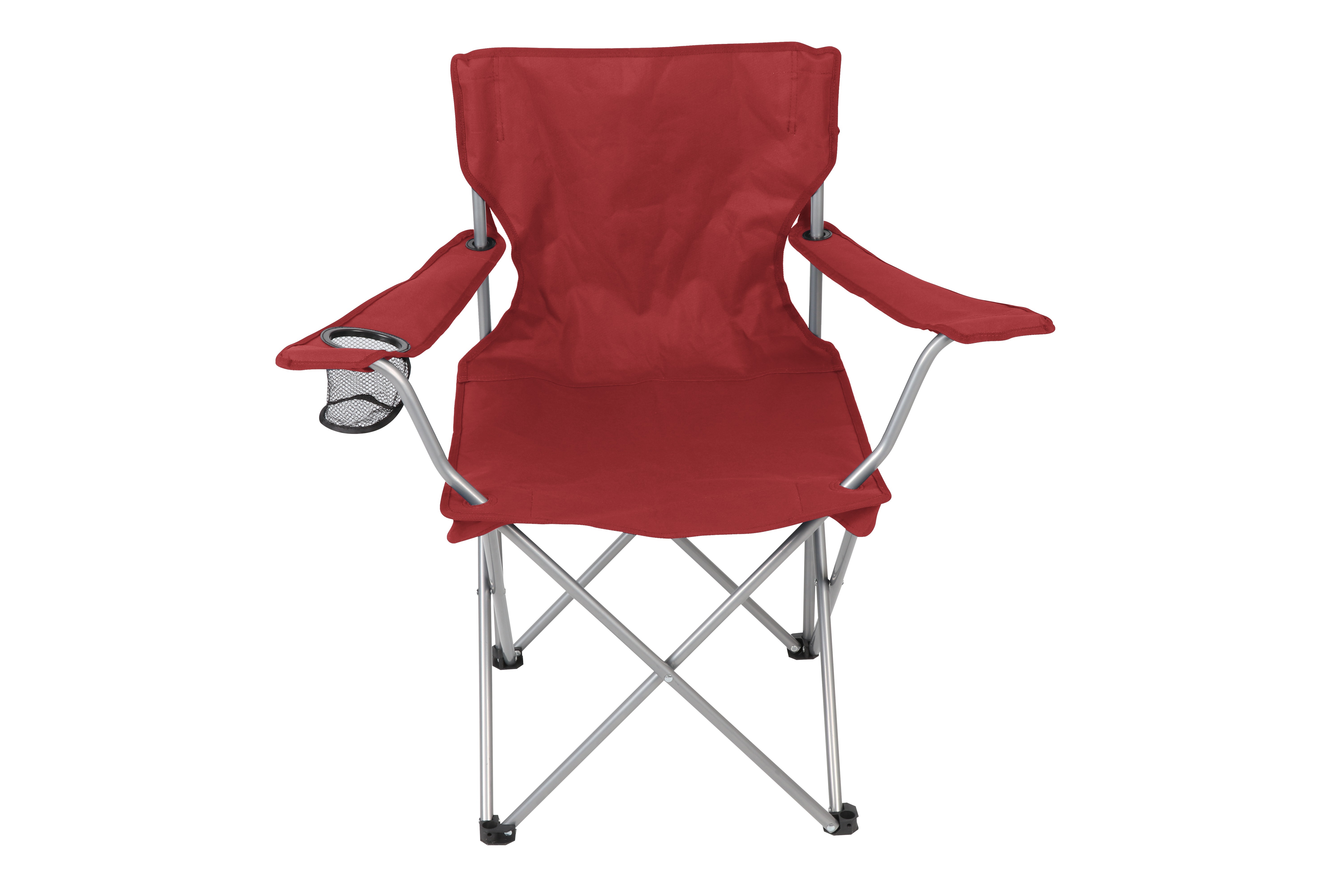 Ozark Trail Basic Quad Folding Camp Chair with Cup Holder, Red, Adult - image 1 of 12