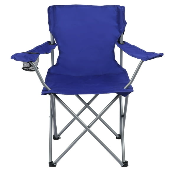 Ozark Trail Basic Quad Folding Camp Chair with Cup Holder, Royal Blue