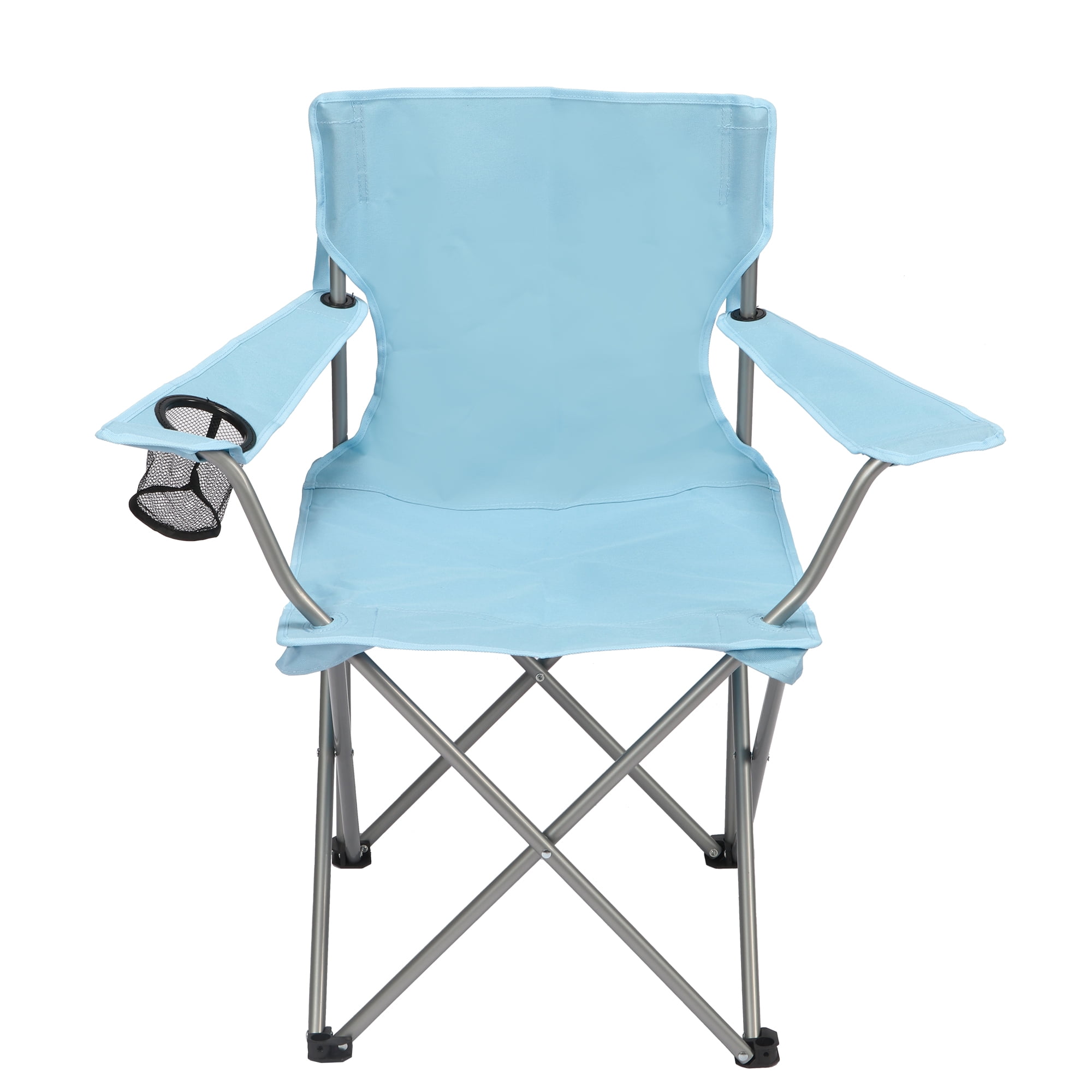 Ozark Trail Quad Folding Camp Chair with Cup Holder, Sky Blue