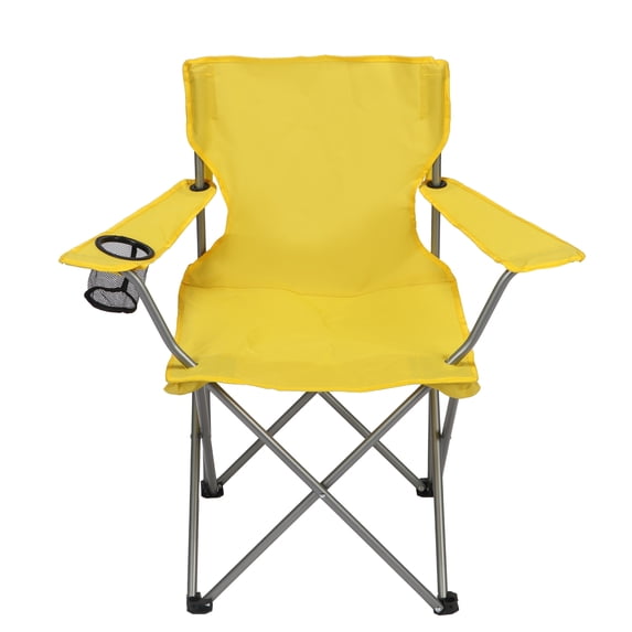 Ozark Trail Quad Folding Camp Chair with Cup Holder, Yellow Gold