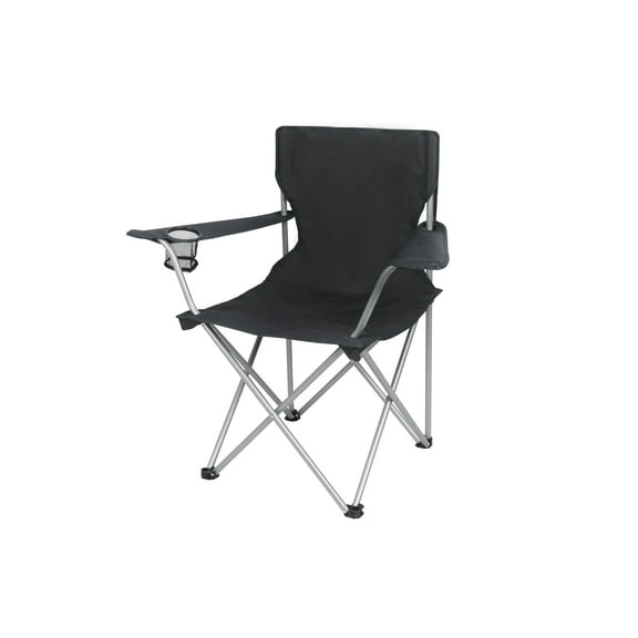 Ozark Trail Quad Folding Camp Chair with Cup Holder, Black