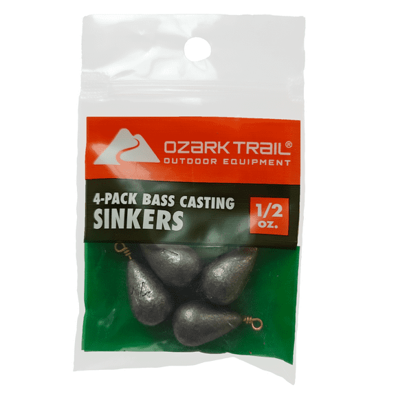 Ozark Trail Bass Cast 1/2oz, Fishing Weights, Product Size 2.6x1.2cm