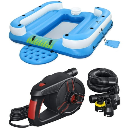 Ozark Trail Big 6-Person Inflatable Island and Ozark Trail Powergrip Pro AC Electric Air Pump