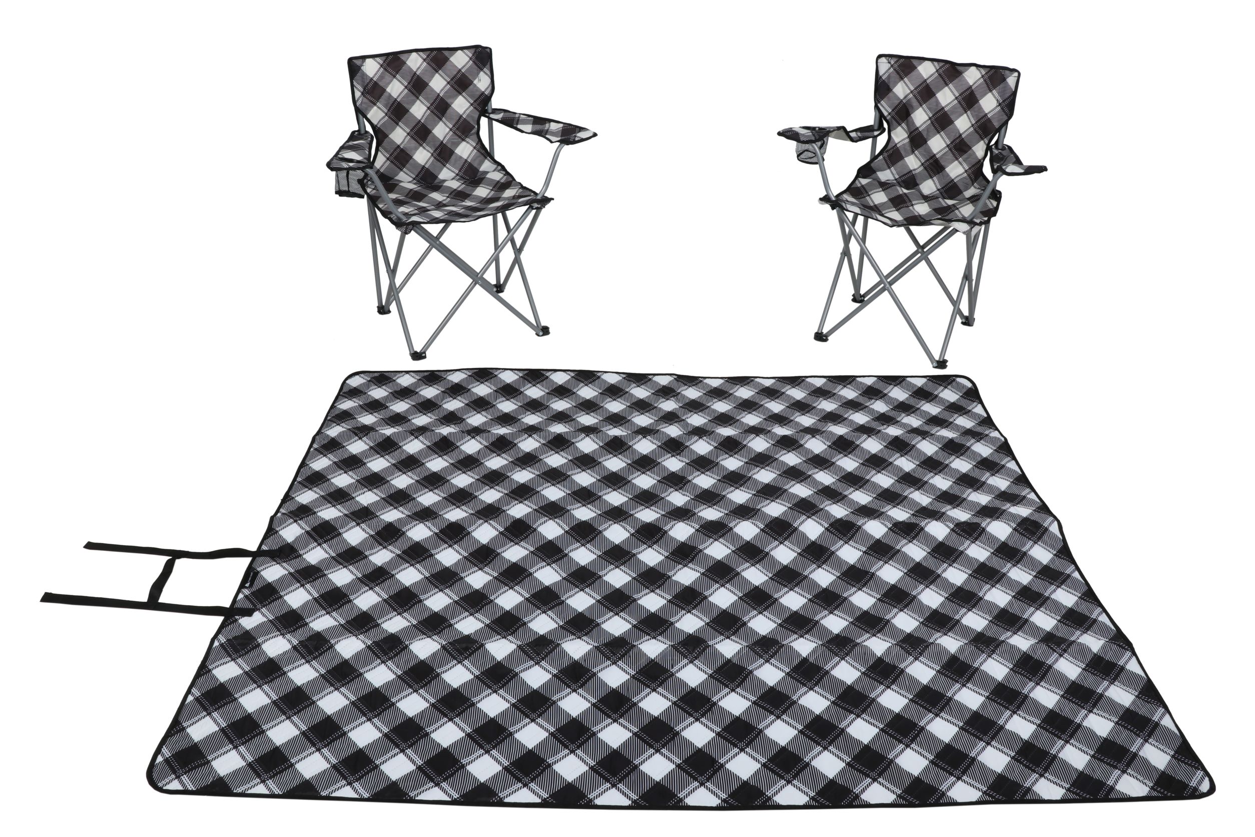 Ozark Trail Blanket and Two Chair Combo, Adult, Black White - image 1 of 14