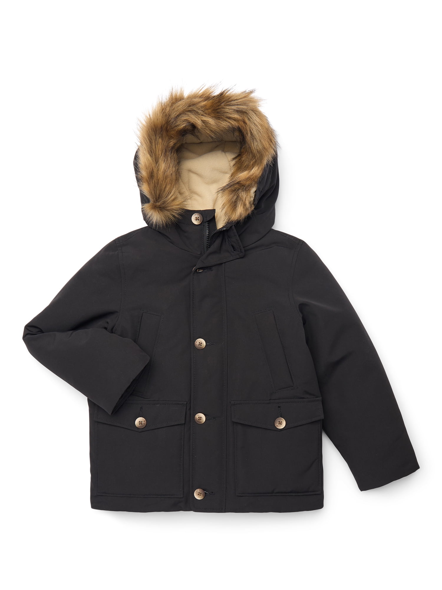 Ozark Trail Boys Parka Jacket with Faux Fur Hood, Sizes 4-18