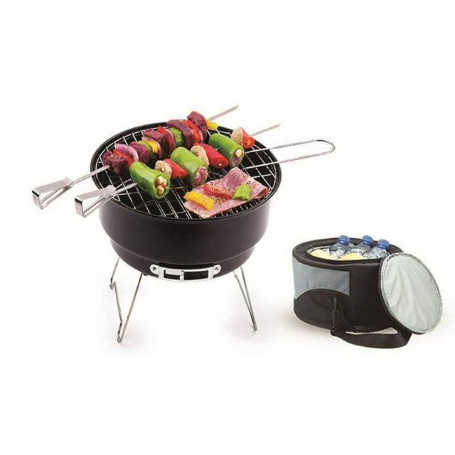 Ozark Trail Brand 10" Portable Camping Charcoal Grill with Cooler Bag, Black, Nylon