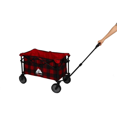 Ozark Trail Buffalo Plaid Big Bucket Wagon, 21" Height, Red, Polyester