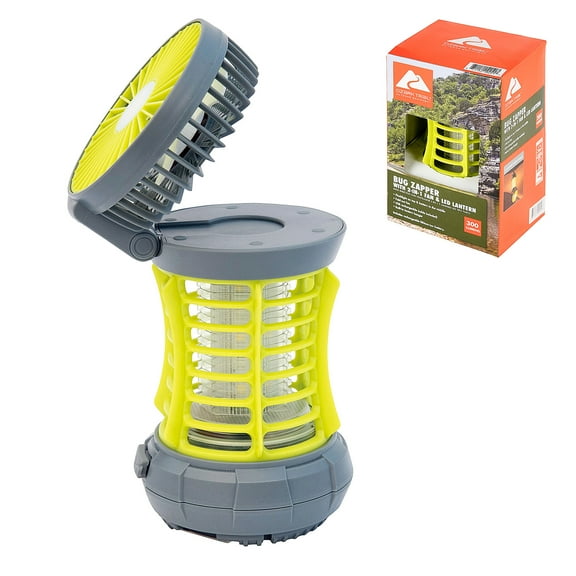 Ozark Trail Bug Zapper, Yellow, 2-in-1 Fan & LED Light, Ourdoor Use, Electronic 5V, Rechargeable