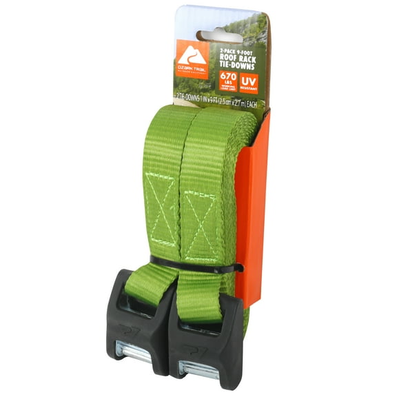 Ozark Trail Cam Buckle 9 ft Load Straps with Silicone Buckle Protectors, 7.5in x 1.3in