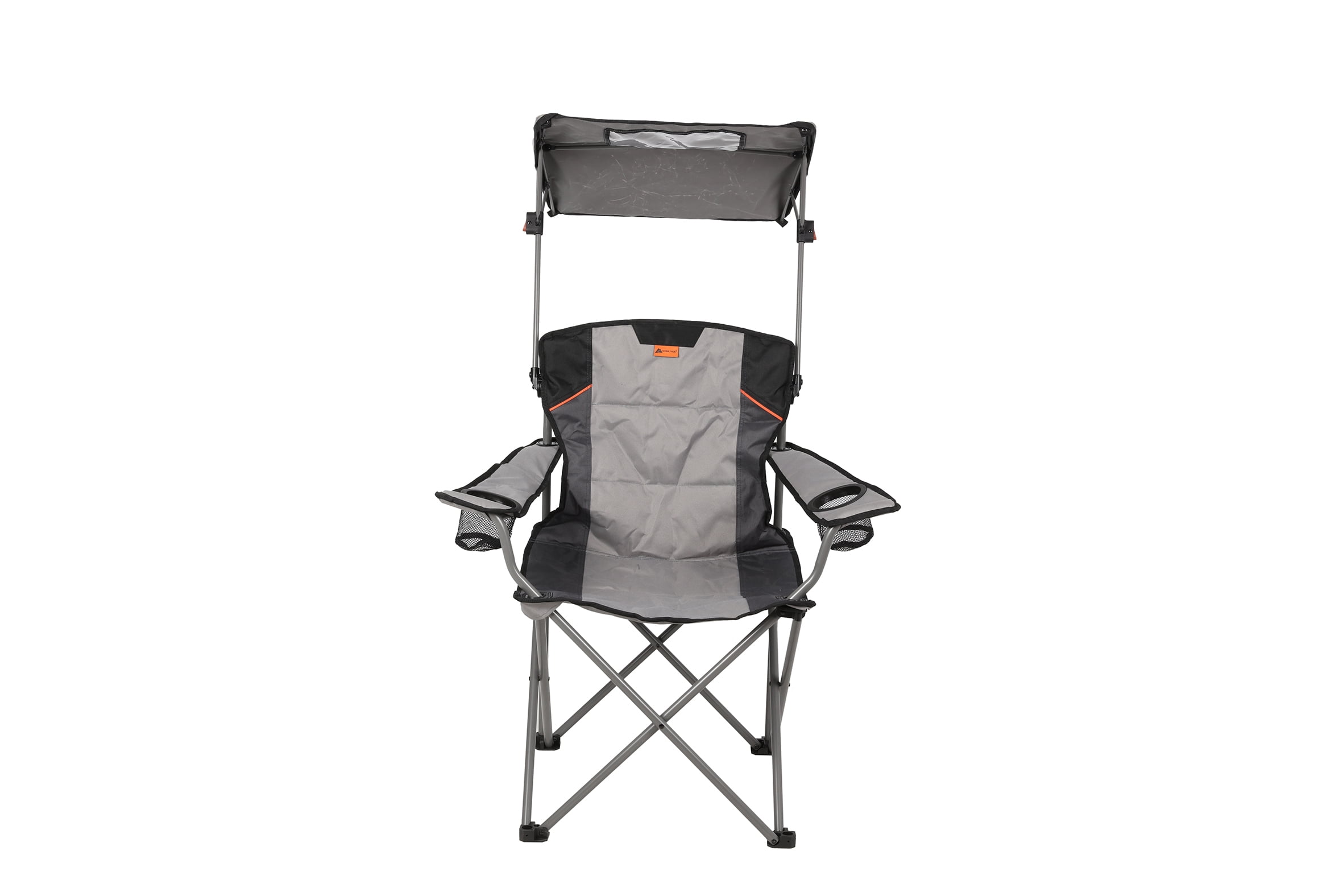 Ozark Trail Camping Chair with Shade, Black and Gray, Adult, Oversized