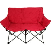 Ozark Trail Camping Love Seat Chair, Multipurpose, With Side Mesh Storage and Carry Bag, Red