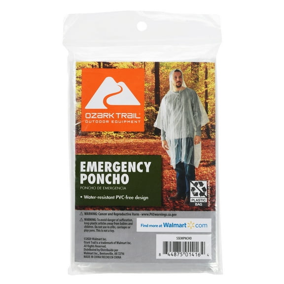 Ozark Trail Clear Emergency Poncho - 1 Pack