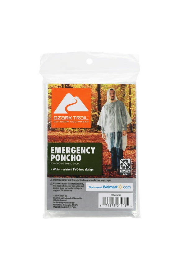 Clear Emergency Poncho - 1 Pack
