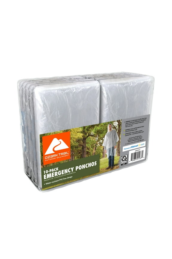 Clear Emergency Poncho - 10 Pack
