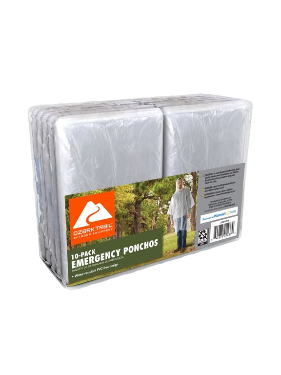 Clear Emergency Poncho - 10 Pack