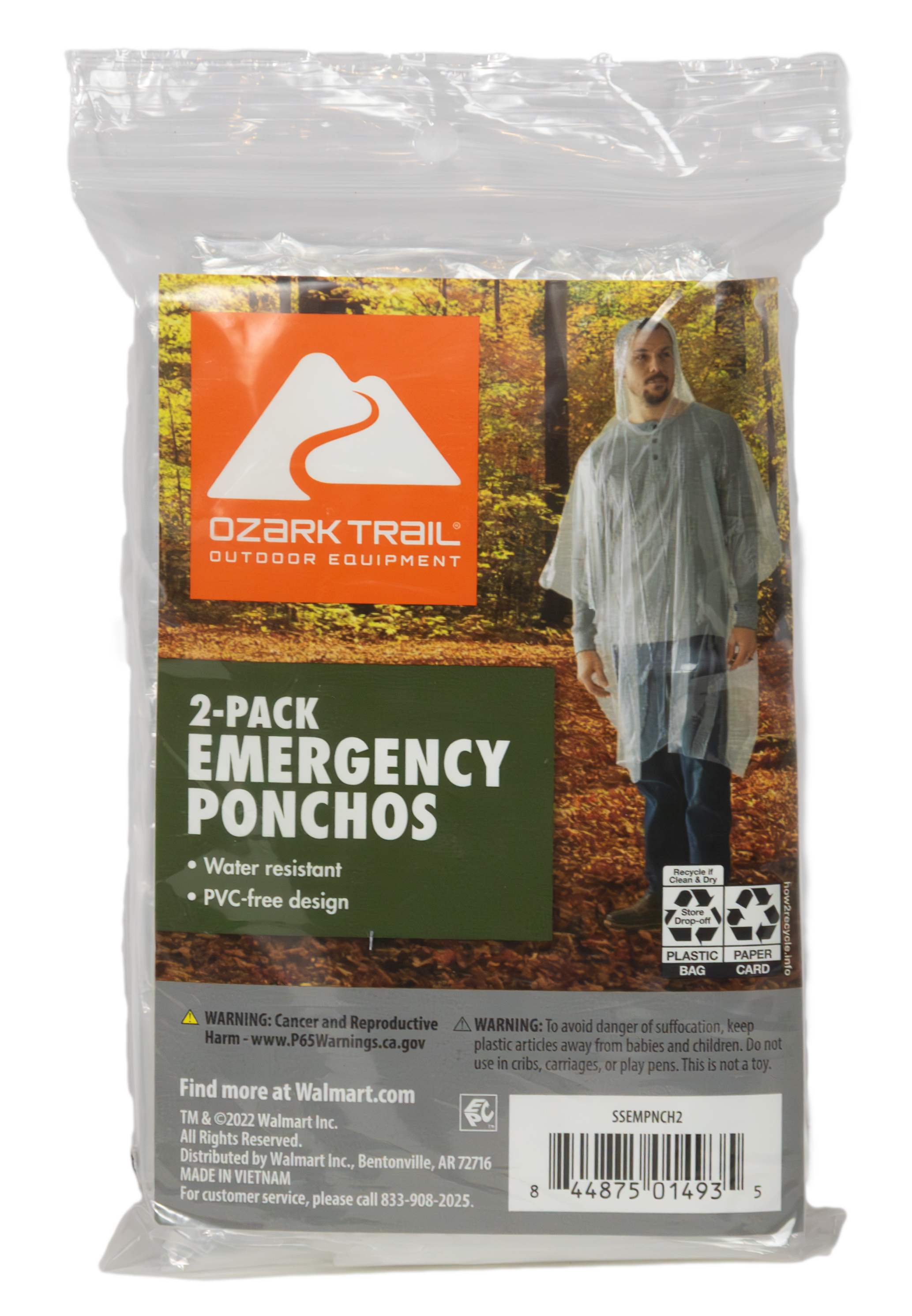 Ozark Trail Clear One Size Fits Most Emergency Poncho 2 Count - image 1 of 6