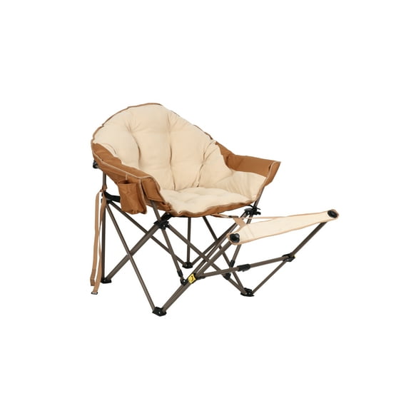 Ozark Trail Club Chair with Adjustable Footrest, Beige, Adult