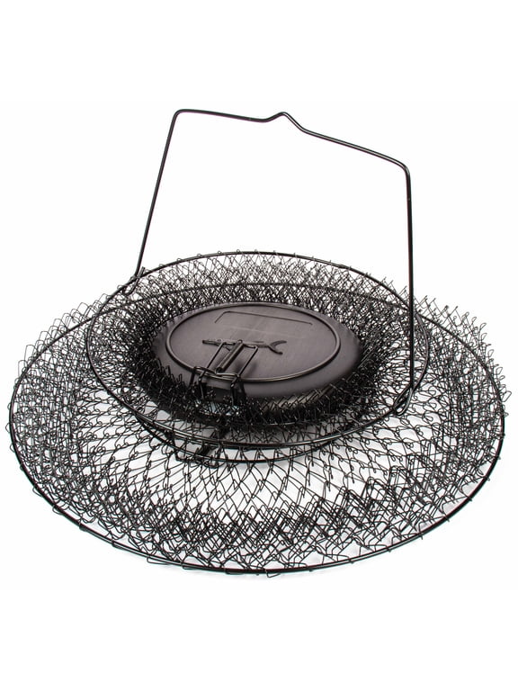 15 in x 21 in Collapsible Floating Wire Fishing Basket with Trap Doors and Handle