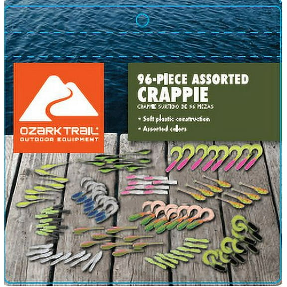 Ozark Trail Crappie Fishing Soft Plastic Value Grab Bag, 96 Pc