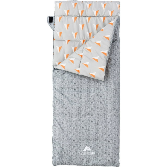 Ozark Trail Deluxe 50Degree Warm Weather Youth Sleeping Bag, Gray and