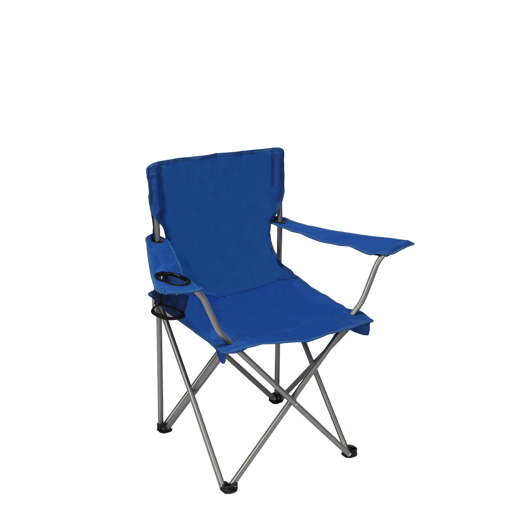 Ozark Trail Basic Quad Folding Camp Chair with Cup Holder, Blue