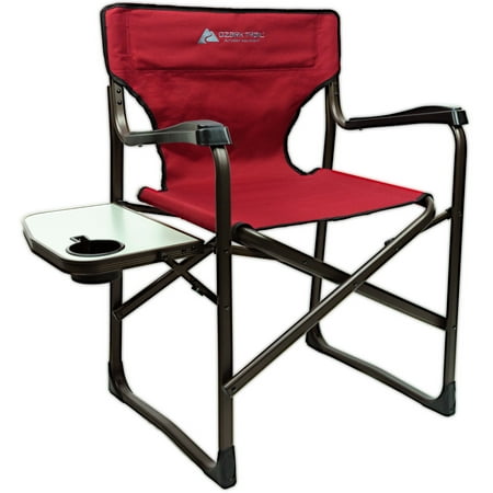 Ozark Trail Director Camping Chair, Red with Side Table, 4lbs Light Weight