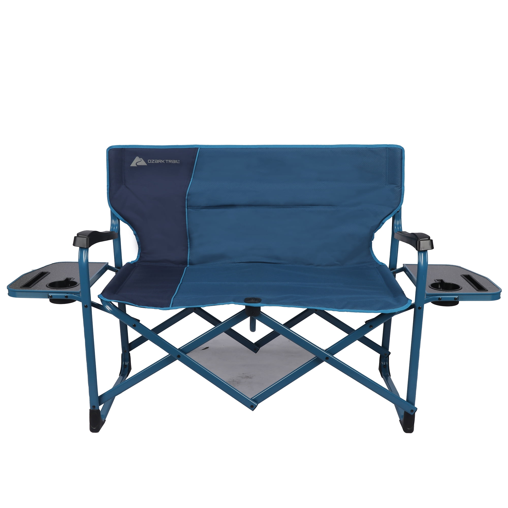 Ozark Trail Director's Camping Loveseat with Side Tables, Blue