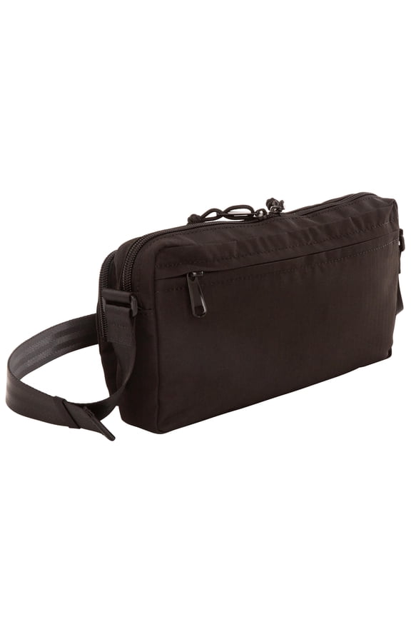 Unisex Double Pocket Polyester Fanny Pack, Black