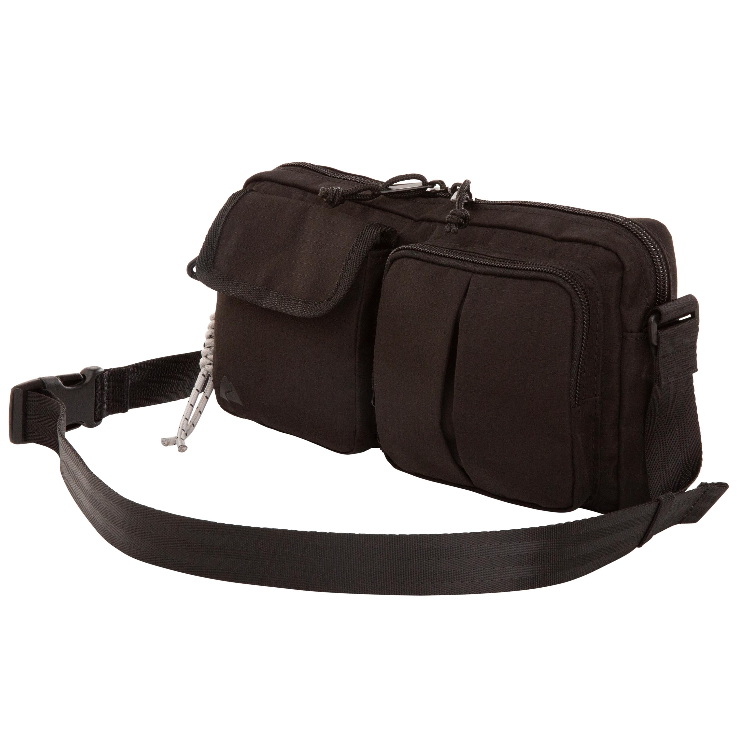 Ozark Trail Unisex Double Pocket Polyester Fanny Pack, Black