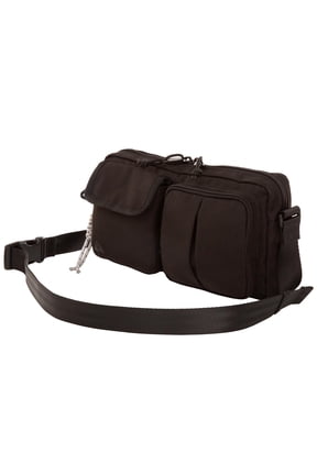 Unisex Double Pocket Polyester Fanny Pack, Black