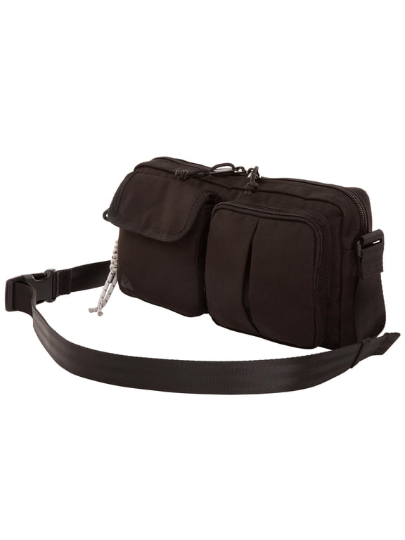 Unisex Double Pocket Polyester Fanny Pack, Black