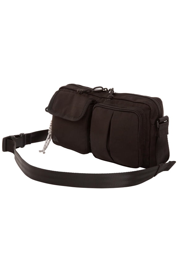 Unisex Double Pocket Polyester Fanny Pack, Black