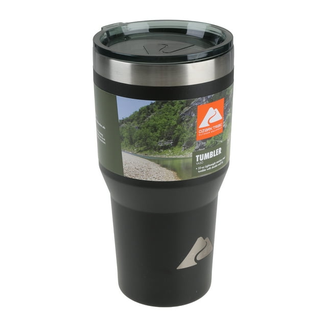 Ozark Trail Double Wall Vacuum Sealed Stainless Steel Tumbler 32 Ounce, Black