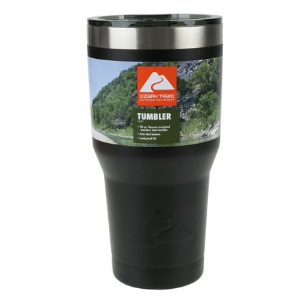 Ozark Trail Double-wall Vacuum-sealed Stainless Steel Tumbler Black, 30 oz, 1 Pack